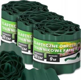 Gyepszegély 10 cm 27 m Kerti Hullámos Paliszád Border Zöld Us-t