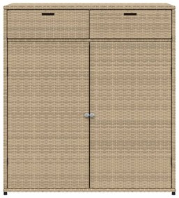 bézs polyrattan kerti tárolószekrény 105 x 55 x 113 cm