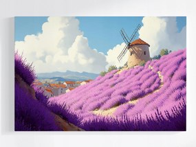 Poszter Franciaország Provence Szélmalom Levendula Hegyek Nyár 60x40