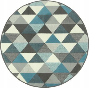 átm. 90 cm Kerek Pasztell Kék Szürke Luna Szőnyeg Háromszögekkel