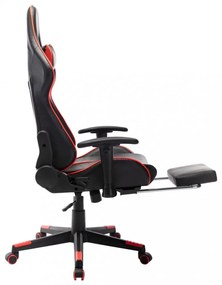 fekete és piros műbőr gamer szék lábtámasszal