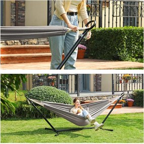 Hintaágy állvánnyal, 5 állítható magasság, szürke, 210 x 150 cm