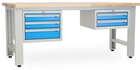 Műhelyasztal Solid OAK-32, 210 cm, 2x függő doboz, tölgy