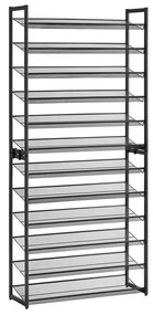 IDA halmozható cipőállvány, 12 polc, 92,5x31x223cm, fekete Jurhan