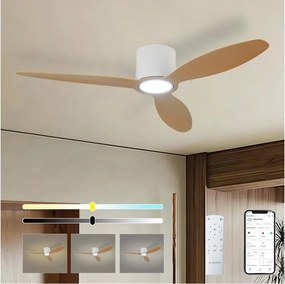 ZEVENTI - LED mennyezeti ventilátor VENTORA LED/24W/230V Wi-Fi Tuya fehér/tölgy + távirányító