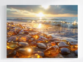 Vászonkép Canvas Naplemente Tenger Borostyán Tengerpart Hullámok 80x60
