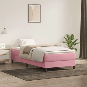 rózsaszín bársony rugós ágy matrac nélkül 80x220 cm