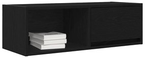 2 db fekete tölgy színű szerelt fa TV-szekrény 80x31x25,5 cm