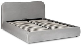 Szürke Bársony Kárpitozott Ágy, Ágyneműtartóval. 140x200 BRISTOL