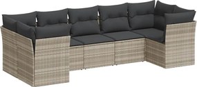 vidaXL 7 részes világosszürke polyrattan kerti ülőgarnitúra párnákkal