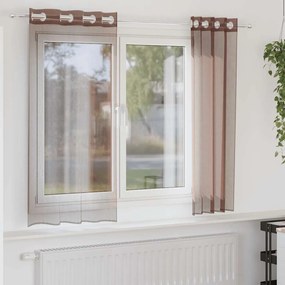 2 db barna fátyolfüggönyök rojtokkal 140x140 cm