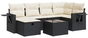 7 részes fekete polyrattan kerti ülőgarnitúra párnával