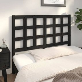 fekete tömör fenyőfa ágyfejtámla 125,5 x 4 x 100 cm