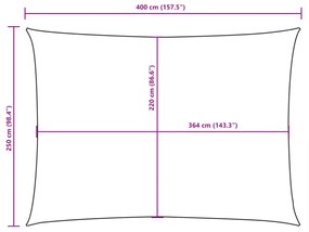 antracitszürke téglalap alakú oxford-szövet napvitorla 2,5x4 m