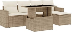 vidaXL 6 részes bézs polyrattan kerti ülőgarnitúra párnával