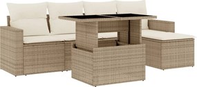vidaXL 6 részes bézs polyrattan kerti ülőgarnitúra párnával