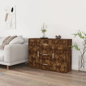 füstös tölgy színű szerelt fa tálalószekrény 91x29,5x65 cm