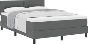 vidaXL Boxrugós ágy matracmal Sötétszürke 140 x 190 cm szövet