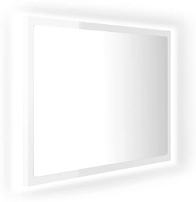 Magasfényű fehér akril LED-es fürdőszobatükör 60x8,5x37 cm