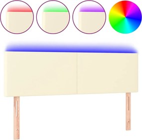 krémszínű műbőr LED-es fejtámla 144 x 5 x 78/88 cm