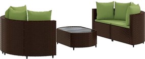 vidaXL 5 részes barna polyrattan kerti ülőgarnitúra párnával