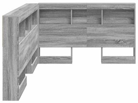 Tároló fejtámla polcokkal Szürke sonoma 120 cm Faanyag