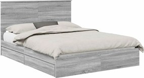 vidaXL Tárolós Ágy fejtámlával Szürke Sonoma 150 x 200 cm Faanyag