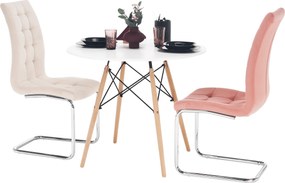 Étkezőasztal, fehér/bükk, átmérő 90 cm, GAMIN 2 NEW 90