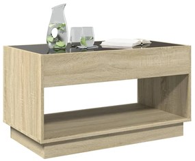sonoma tölgy végtelen hatású LED-es dohányzóasztal 90x50x50 cm