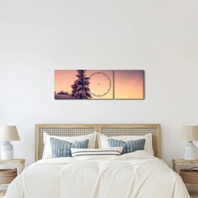 Havas fa egy réten képe (órával) (90x30 cm)