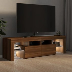 barna tölgyszínű TV-szekrény LED-lámpákkal 140 x 36,5 x 40 cm