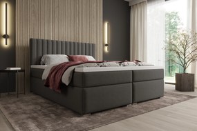 Solani kontinentális ágy 160x200 tárolóval - sötétszürke Castel 93 bársony