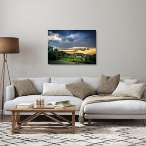 Tájkép sugarakkal (üvegen) (70x50 cm)
