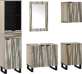 vidaXL Fürdőszoba bútor szett fiókkal 5 pcs Walnut barna Faanyag
