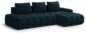 Petróleum színű bársony kinyitható-tárolóhelyes sarokkanapé (jobb oldali-heverő résszel) Linz – Cosmopolitan Design