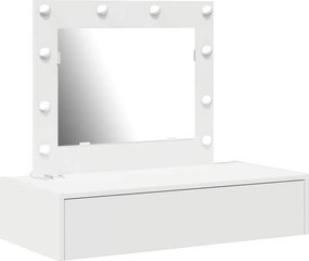 vidaXL Öltözködőasztal tükör lámpákkal Fehér 83 x 40 x 70 cm Faanyag