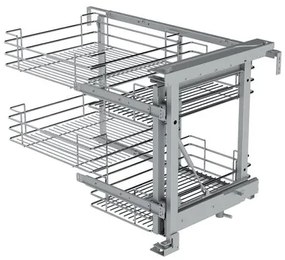 Konyhai fémrács, sarokszekrénybe, részleges kihúzás, csillapított záródás, króm, jobbos, 1200mm, 600mm ajtó szélesség, SIGE Green Line 350