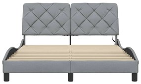 világosszürke szövet ágykeret LED-ekkel matrac nélkül 140x190cm