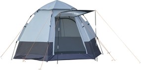 Outsunny Családi Dóm Sátor 3-4 Fős 210T Poliuretán 3000mm Egyszerű Felállítás Családi Túrákhoz Fesztiválhoz Acél Üvegszálas Szürke+Fekete 260 x 260 x