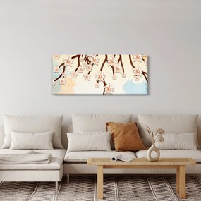 Kép - virágok az ágakon, színes (120x50 cm)