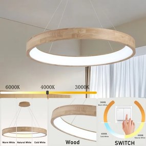 Brilagi -LED csillár kábelen FALCON WOOD LED/60W/230V 3000/4000/6000K 80 cm fa kivitel