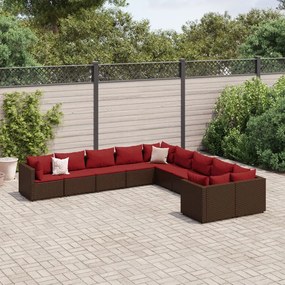 vidaXL 10 részes barna polyrattan kerti ülőgarnitúra párnákkal