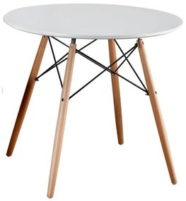 Étkezőasztal, fehér/bükk, átmérő 80 cm, GAMIN NEW 80