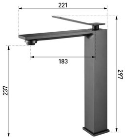 AREZZO design ROCKFIELD Magasított mosdócsaptelep, fekete AR-9902BL