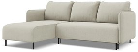 Bézs kinyitható-tárolóhelyes sarokkanapé (bal oldali) Luana – Makamii