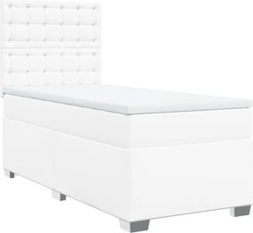 vidaXL fehér műbőr rugós ágy matraccal 80 x 200 cm