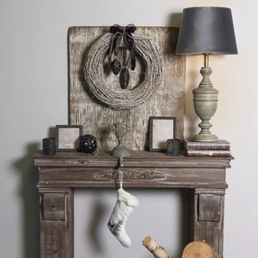 Koptatott szürke fa lámpatest, búra nélkül, 13x50 cm