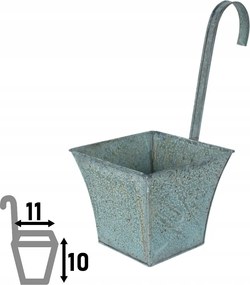 Odessa függesztett virágtartó erkélyre, korlátra 10 x 11 x 11 cm szürke-antik