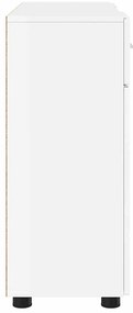 Széf fiókkal Magasfényű fehér 88.5 x 30.5 x 73 cm Faanyag