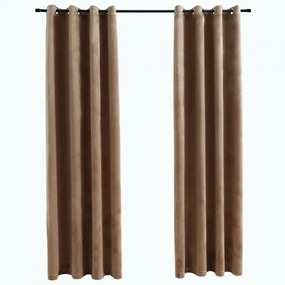 2 db bézs bársony sötétítőfüggöny gyűrűkkel 140 x 175 cm